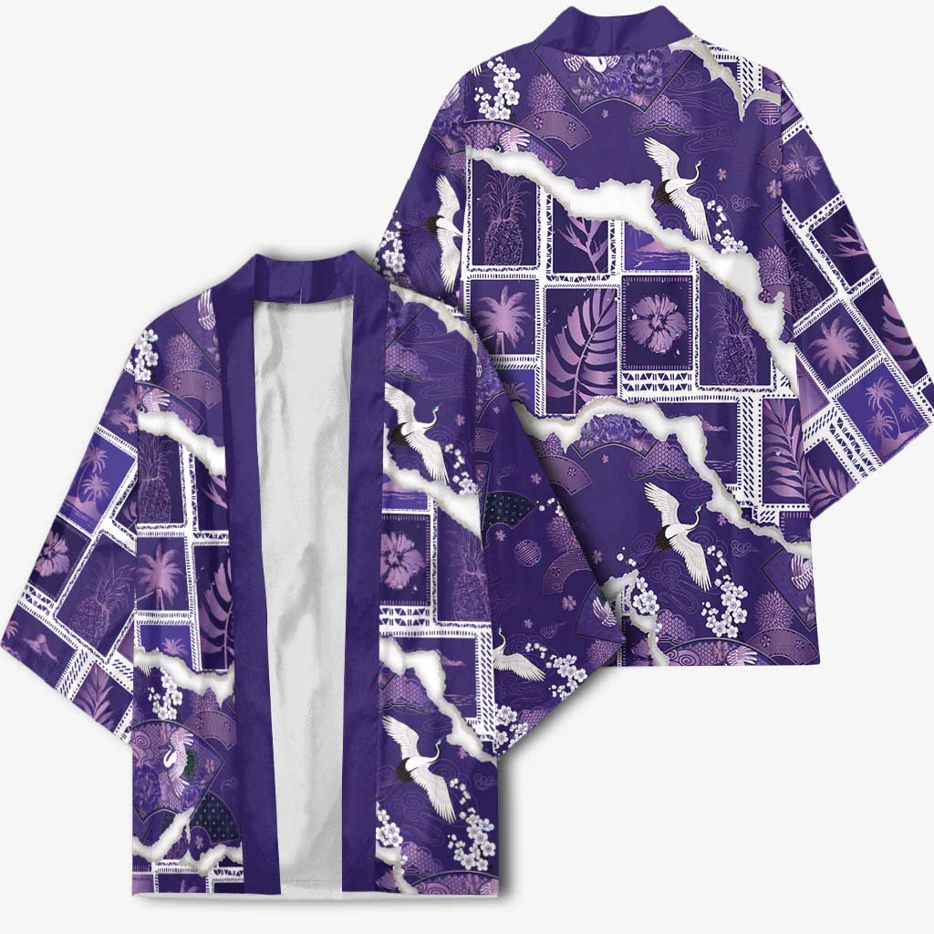 Hawaii Japanese Culture Purple Kimono Spring Cranes Aloha Pattern LT01 - Polynesian Pride