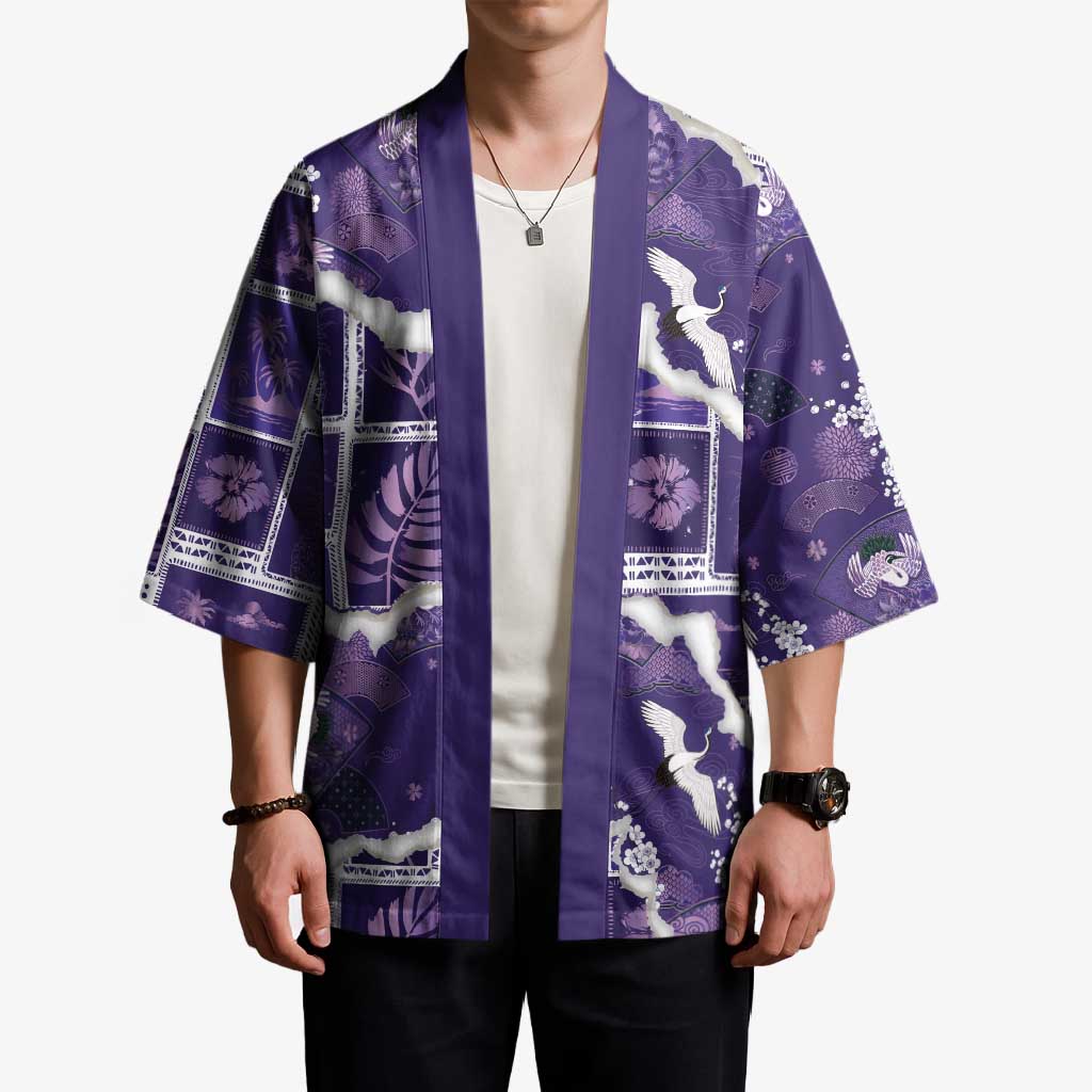 Hawaii Japanese Culture Purple Kimono Spring Cranes Aloha Pattern LT01 - Polynesian Pride