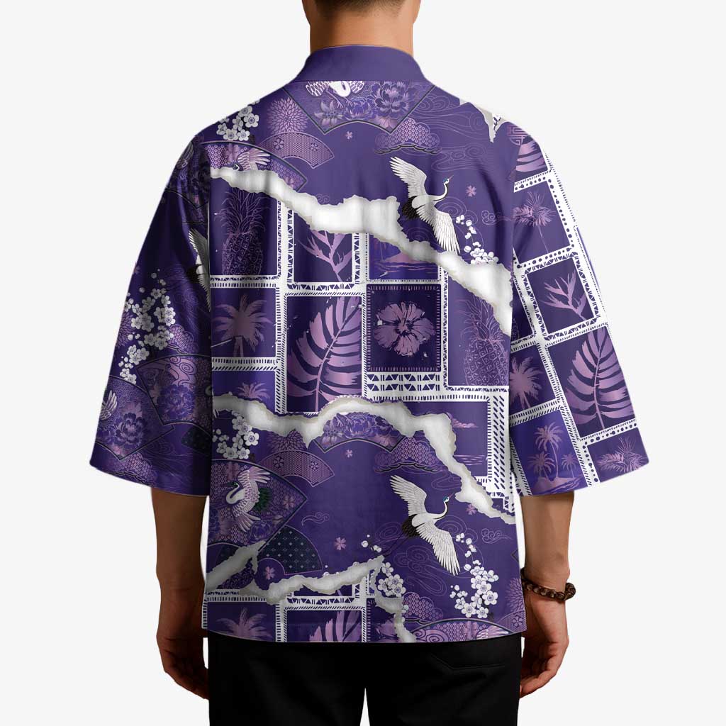 Hawaii Japanese Culture Purple Kimono Spring Cranes Aloha Pattern LT01 - Polynesian Pride