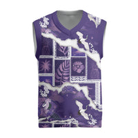 Hawaii Japanese Culture Purple Christmas Knitted V-Neck Vest Spring Cranes Aloha Pattern LT01 Purple - Polynesian Pride