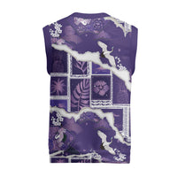 Hawaii Japanese Culture Purple Christmas Knitted V-Neck Vest Spring Cranes Aloha Pattern LT01 - Polynesian Pride