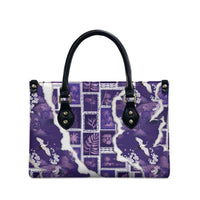Hawaii Japanese Culture Purple Leather Bag Spring Cranes Aloha Pattern LT01 - Polynesian Pride