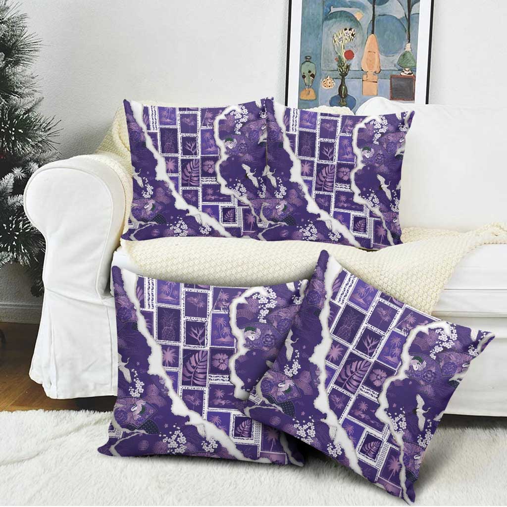 Hawaii Japanese Culture Purple Pillow Cover Spring Cranes Aloha Pattern LT01 - Polynesian Pride