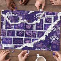Hawaii Japanese Culture Purple Puzzle Spring Cranes Aloha Pattern LT01 - Polynesian Pride