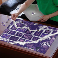 Hawaii Japanese Culture Purple Puzzle Spring Cranes Aloha Pattern LT01 - Polynesian Pride