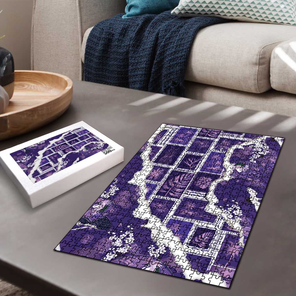 Hawaii Japanese Culture Purple Puzzle Spring Cranes Aloha Pattern LT01 - Polynesian Pride