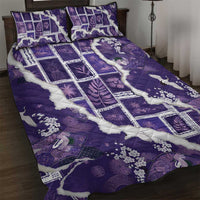 Hawaii Japanese Culture Purple Quilt Bed Set Spring Cranes Aloha Pattern LT01 Purple - Polynesian Pride
