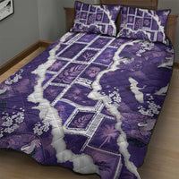 Hawaii Japanese Culture Purple Quilt Bed Set Spring Cranes Aloha Pattern LT01 - Polynesian Pride