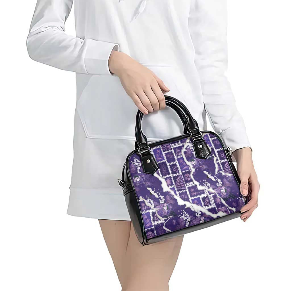 Hawaii Japanese Culture Purple Shoulder Handbag Spring Cranes Aloha Pattern LT01 - Polynesian Pride