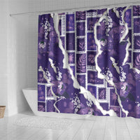 Hawaii Japanese Culture Purple Shower Curtain Spring Cranes Aloha Pattern LT01 - Polynesian Pride