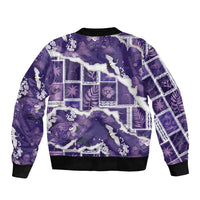Hawaii Japanese Culture Purple Sleeve Zip Bomber Jacket Spring Cranes Aloha Pattern LT01 - Polynesian Pride