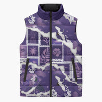 Hawaii Japanese Culture Purple Sleeveless Puffer Jacket Spring Cranes Aloha Pattern LT01 Unisex Purple - Polynesian Pride