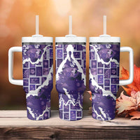 Hawaii Japanese Culture Purple Tumbler With Handle Spring Cranes Aloha Pattern LT01 - Polynesian Pride
