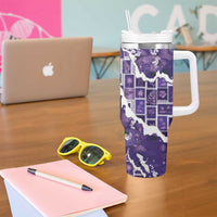 Hawaii Japanese Culture Purple Tumbler With Handle Spring Cranes Aloha Pattern LT01 - Polynesian Pride