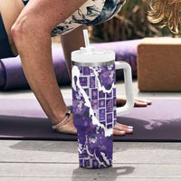 Hawaii Japanese Culture Purple Tumbler With Handle Spring Cranes Aloha Pattern LT01 - Polynesian Pride