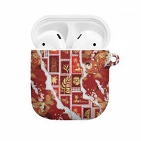 Hawaii Japanese Culture Red AirPods Case Spring Cranes Aloha Pattern LT01 Red - Polynesian Pride