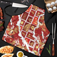 Hawaii Japanese Culture Red Apron Spring Cranes Aloha Pattern LT01 Red - Polynesian Pride