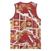 Hawaii Japanese Culture Red Basketball Jersey Spring Cranes Aloha Pattern LT01 - Polynesian Pride