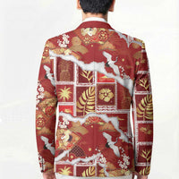 Hawaii Japanese Culture Red Blazer Spring Cranes Aloha Pattern LT01 - Polynesian Pride