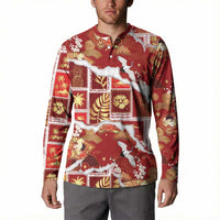 Hawaii Japanese Culture Red Button Sweatshirt Spring Cranes Aloha Pattern LT01 - Polynesian Pride
