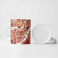 Hawaii Japanese Culture Red Ceramic Mug Spring Cranes Aloha Pattern LT01 - Polynesian Pride