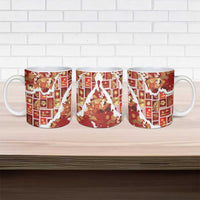 Hawaii Japanese Culture Red Ceramic Mug Spring Cranes Aloha Pattern LT01 - Polynesian Pride