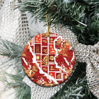 Hawaii Japanese Culture Red Ceramic Ornament Spring Cranes Aloha Pattern LT01 - Polynesian Pride