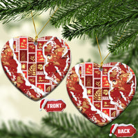 Hawaii Japanese Culture Red Ceramic Ornament Spring Cranes Aloha Pattern LT01 Heart Red - Polynesian Pride