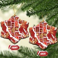 Hawaii Japanese Culture Red Ceramic Ornament Spring Cranes Aloha Pattern LT01 Snow Flake Red - Polynesian Pride