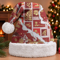 Hawaii Japanese Culture Red Christmas Santa Hat Spring Cranes Aloha Pattern LT01 With Fur Red - Polynesian Pride
