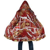 Hawaii Japanese Culture Red Cloak Spring Cranes Aloha Pattern LT01 Unisex Red - Polynesian Pride