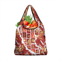 Hawaii Japanese Culture Red Grocery Bag Spring Cranes Aloha Pattern LT01 1-pack One Size Red - Polynesian Pride