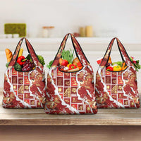 Hawaii Japanese Culture Red Grocery Bag Spring Cranes Aloha Pattern LT01 3-pack One Size Red - Polynesian Pride