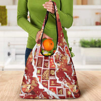 Hawaii Japanese Culture Red Grocery Bag Spring Cranes Aloha Pattern LT01 - Polynesian Pride