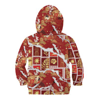 Hawaii Japanese Culture Red Kid Hoodie Spring Cranes Aloha Pattern LT01 - Polynesian Pride