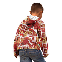 Hawaii Japanese Culture Red Kid Hoodie Spring Cranes Aloha Pattern LT01 - Polynesian Pride