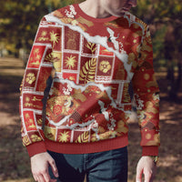 Hawaii Japanese Culture Red Ugly Christmas Sweater Spring Cranes Aloha Pattern LT01 - Polynesian Pride