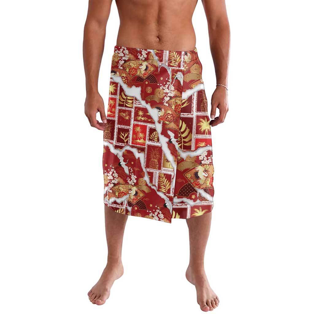 Hawaii Japanese Culture Red Lavalava Spring Cranes Aloha Pattern LT01 Red - Polynesian Pride