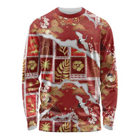 Hawaii Japanese Culture Red Long Sleeve Shirt Spring Cranes Aloha Pattern LT01 Unisex Red - Polynesian Pride