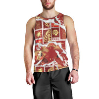 Hawaii Japanese Culture Red Men Tank Top Spring Cranes Aloha Pattern LT01 - Polynesian Pride