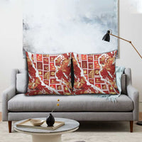 Hawaii Japanese Culture Red Pillow Cover Spring Cranes Aloha Pattern LT01 - Polynesian Pride
