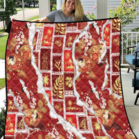 Hawaii Japanese Culture Red Quilt Spring Cranes Aloha Pattern LT01 Red - Polynesian Pride
