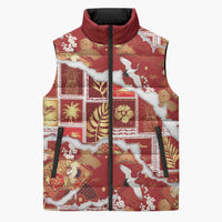 Hawaii Japanese Culture Red Sleeveless Puffer Jacket Spring Cranes Aloha Pattern LT01 Unisex Red - Polynesian Pride