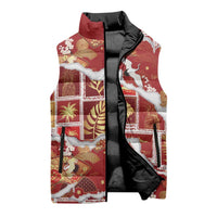 Hawaii Japanese Culture Red Sleeveless Puffer Jacket Spring Cranes Aloha Pattern LT01 - Polynesian Pride