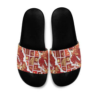 Hawaii Japanese Culture Red Slide Sandals Spring Cranes Aloha Pattern LT01 Red - Polynesian Pride