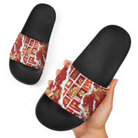 Hawaii Japanese Culture Red Slide Sandals Spring Cranes Aloha Pattern LT01 - Polynesian Pride