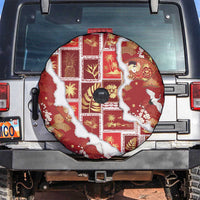 Hawaii Japanese Culture Red Spare Tire Cover Spring Cranes Aloha Pattern LT01 Red - Polynesian Pride