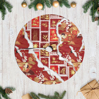 Hawaii Japanese Culture Red Tree Skirt Spring Cranes Aloha Pattern LT01 Casual Red - Polynesian Pride