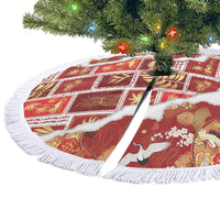 Hawaii Japanese Culture Red Tree Skirt Spring Cranes Aloha Pattern LT01 - Polynesian Pride
