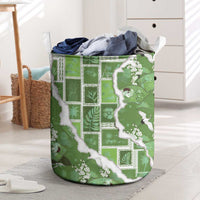 Hawaii Japanese Culture Sage Green Laundry Basket Spring Cranes Aloha Pattern LT01 Sage - Polynesian Pride